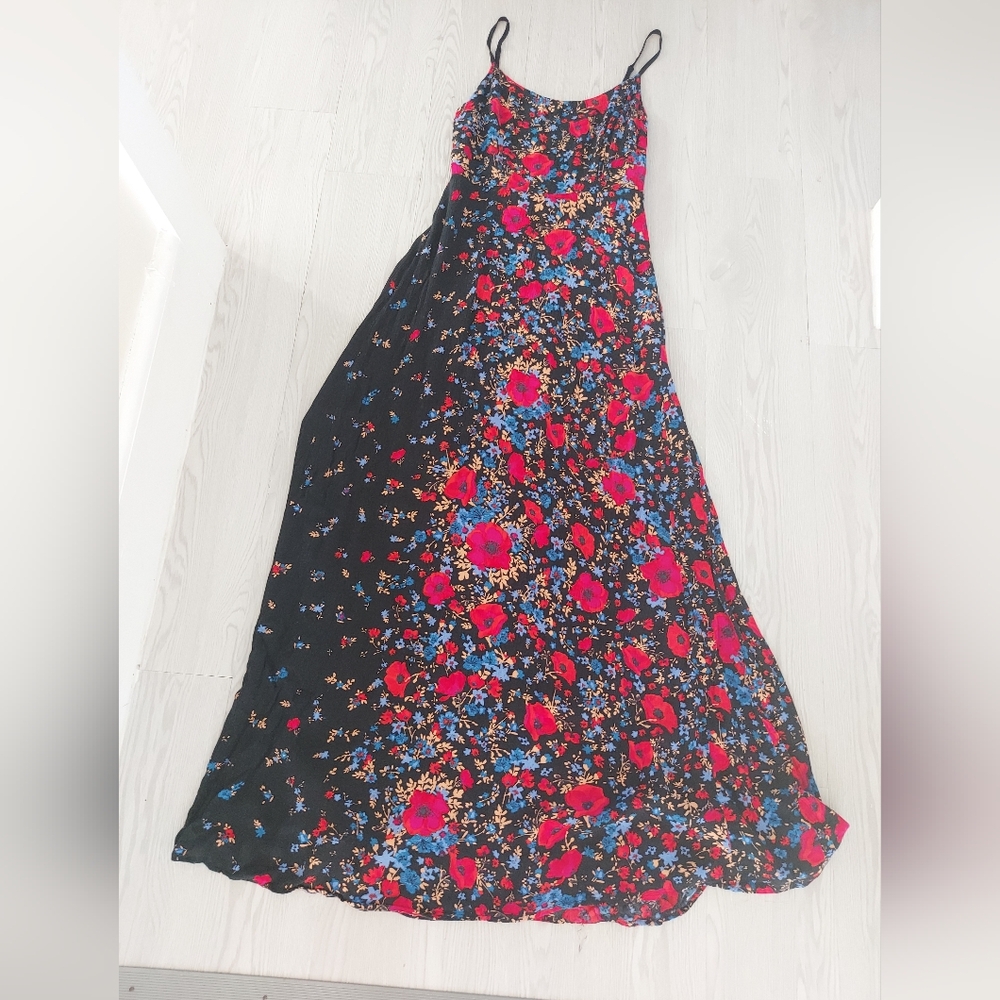 Kimchi Blue Floor Length Floral Gown Size 4 Elegant Colorful Art Deco Sun Dress